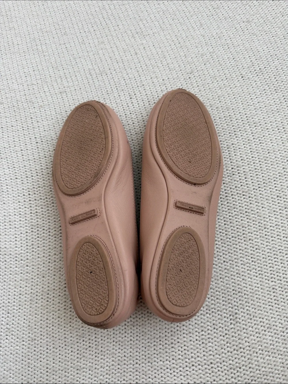 Tory Burch Leather Minnie Travel Ballet Flat Pink/Nude Size 8